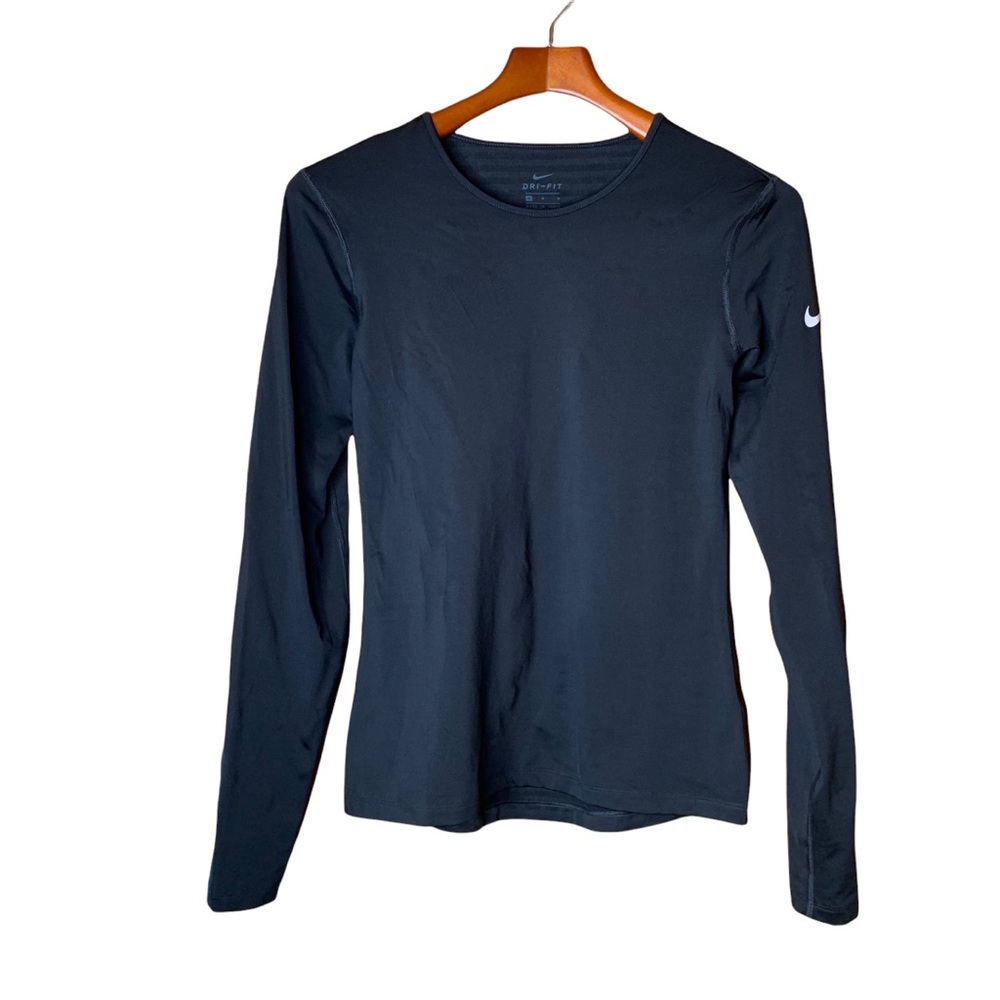 Nike Black Long Sleeve DriFit Fleece Lined Running Shirt, Medium